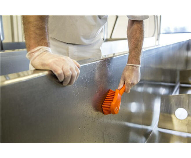 Vikan Harde Afwasborstel Met Korte Steel 270mm Oranje 