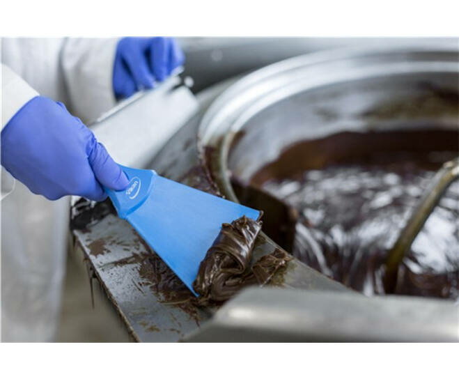 Vikan Nylon Handschraper Breed 100mm Blauw