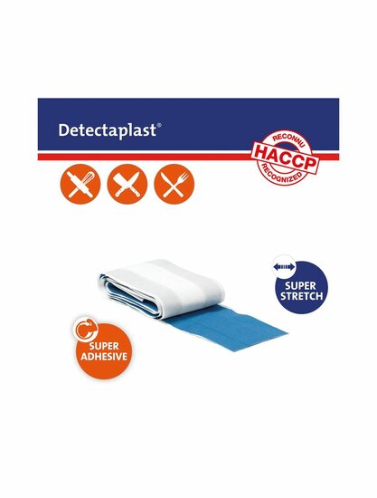 Detectaplast detect. textielpleister elastisch blauw 6cm x 1m