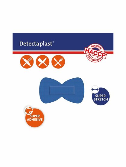 Detectaplast detect. vlinder textielpleister elastisch blauw 50 stuks