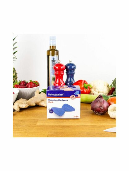 Detectaplast detect. vlinder textielpleister elastisch blauw 50 stuks