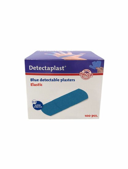 Detectaplast detect. textielpleister elastisch blauw 25x72mm 100st