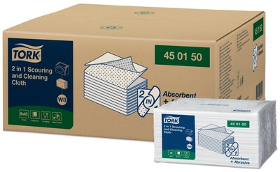Tork 2-in-1 Schuur- en Reinigingsdoek 1-laags W8 Wit 30x38,5cm 8x45st 360st/doos