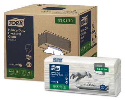 Tork Heavy-Duty Gevouwen Reinigingsdoek 1-Laags Wit W4, 4x105st, 420st/doos 