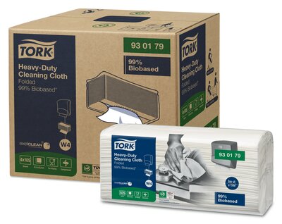 Tork Biobased Heavy-Duty Reinigingsdoeken 1-Laags Wit W4,  4x105st 