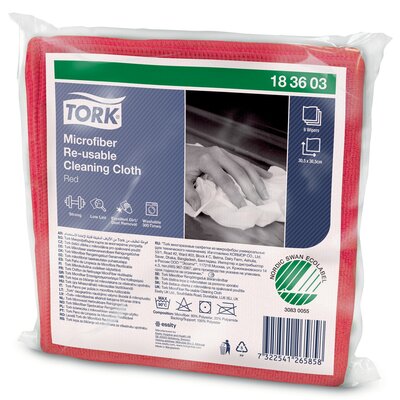 Tork Microvezel Herbruikbare Reinigingsdoek, rood, 8x6 stuks/ pak